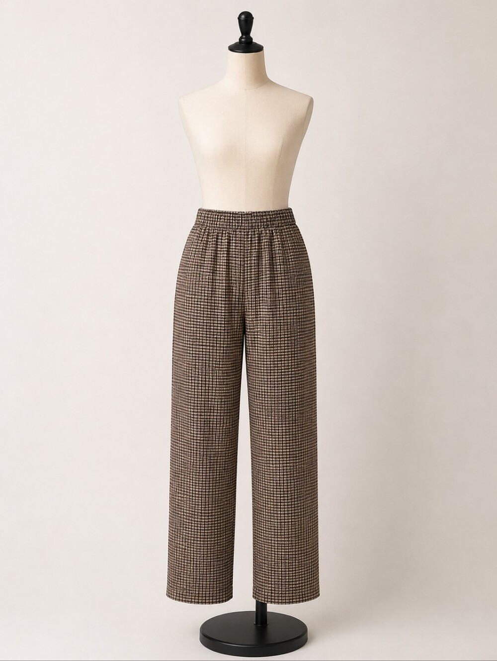 Target Women's Houndstooth Pull-On Straight Pants in Brown and Black